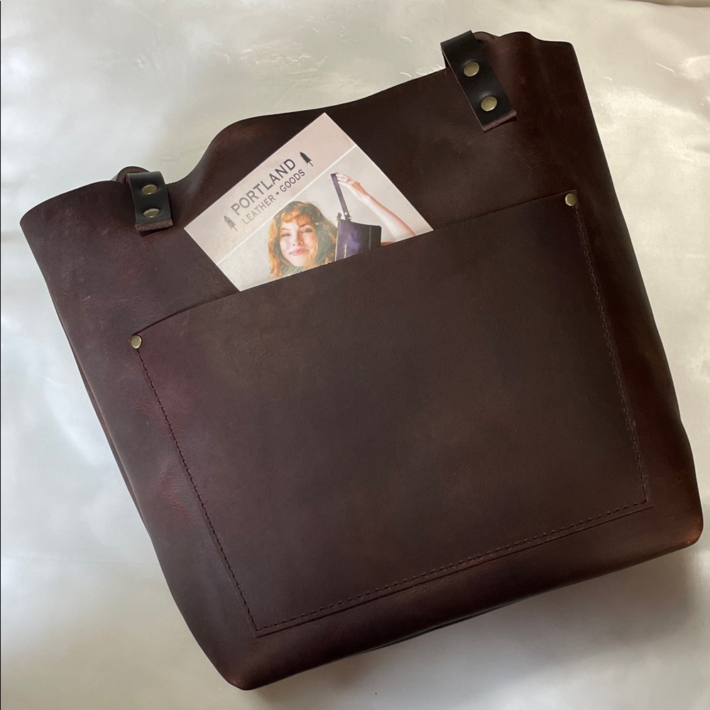 Elegant Dark Brown Leather Tote by Portland Leather Goods